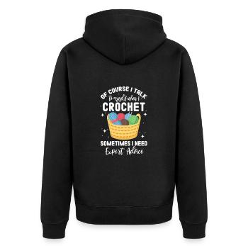 Crochet Knitting Sewing Seamstress Gift - Unisex Premium Organic Zip Hoodie - black - Back - Nico (187cm)