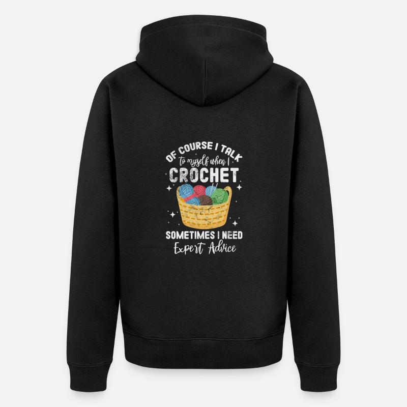 Häkeln Stricken - Unisex Premium Bio Zip Hoodie - Schwarz