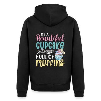 Cupcake - Unisex Premium Bio Zip Hoodie - Schwarz - Hinten - Nico (187cm)