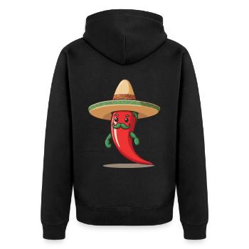 Aesthetic Chili Pepper Chili Streetwear Hot - Unisex Premium Organic Zip Hoodie - black - Back - Nico (187cm)