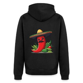 Aesthetic Chili Pepper Chili Streetwear Hot - Unisex Premium Organic Zip Hoodie - black - Back - Nico (187cm)