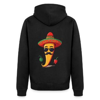 Aesthetic Chili Streetwear Heißer Scoville Stil - Unisex Premium Bio Zip Hoodie - Schwarz - Hinten - Nico (187cm)