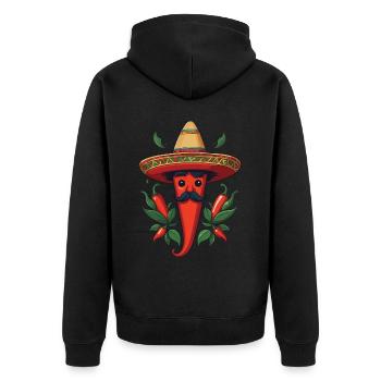 Aesthetics Chili Streetwear Mexican Hot - Unisex Premium Organic Zip Hoodie - black - Back - Nico (187cm)