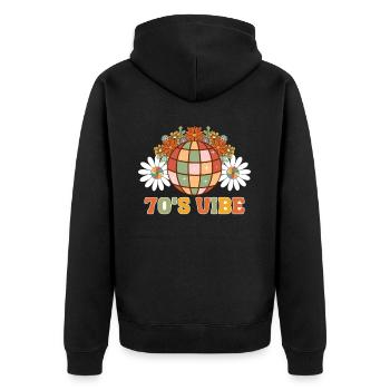 Disco Groovy Hippie 70s 80er Vintage Siebziger - Unisex Premium Bio Zip Hoodie - Schwarz - Hinten - Nico (187cm)