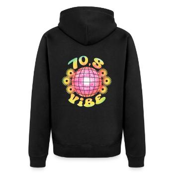 Disco Groovy Hippie des années 70 des années 80 Vintage Seventies - Veste à capuche bio Premium Unisexe - noir - Dos - Nico (187cm)