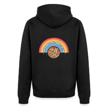 Disco Groovy Hippie 70s 80er Vintage Siebziger - Unisex Premium Bio Zip Hoodie - Schwarz - Hinten - Nico (187cm)
