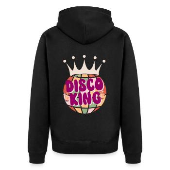 Disco Groovy Hippie 70s 80er Vintage Siebziger - Unisex Premium Bio Zip Hoodie - Schwarz - Hinten - Nico (187cm)