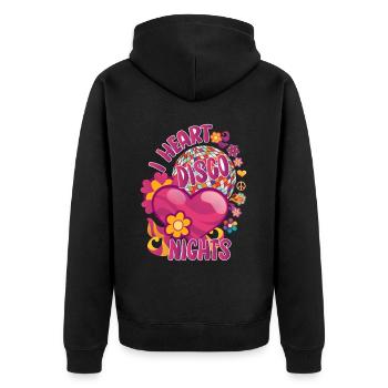 Disco Groovy Hippie 70s 80s Vintage Seventies - Unisex Premium Organic Zip Hoodie - black - Back - Nico (187cm)