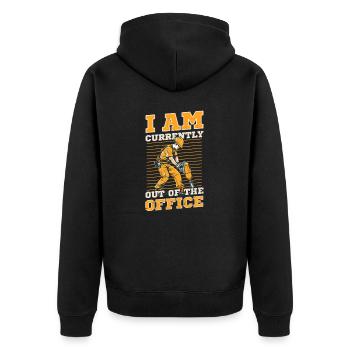 Straßenarbeiter Ich bin derzeit nicht im Büro - Unisex Premium Bio Zip Hoodie - Schwarz - Hinten - Nico (187cm)