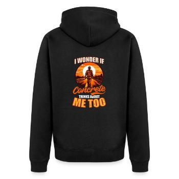 Road Worker Wonder If Concrete Things Too - Unisex Premium Organic Zip Hoodie - black - Back - Nico (187cm)