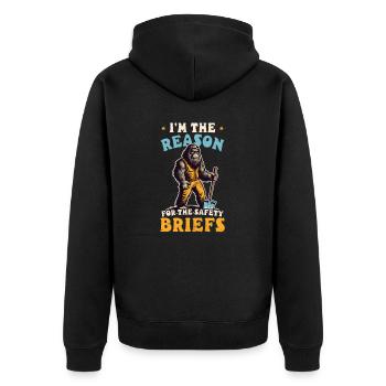 Road Worker Reason For Safety Briefs - Unisex Premium Organic Zip Hoodie - black - Back - Nico (187cm)