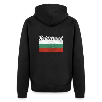 Golden Sands Bulgaria - Unisex Premium Organic Zip Hoodie - black - Back - Nico (187cm)