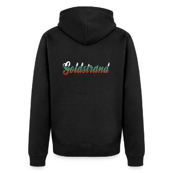 Golden Sands Bulgaria - Unisex Premium Organic Zip Hoodie - black - Back - Nico (187cm)