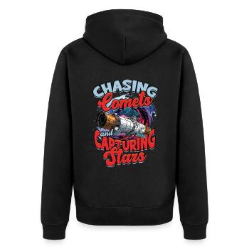 Astrophotography Chasing comets and capturing stars - Unisex Premium Organic Zip Hoodie - black - Back - Nico (187cm)