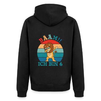 Bääm J’ai 6 ans Lion - Veste à capuche bio Premium Unisexe - noir - Dos - Nico (187cm)