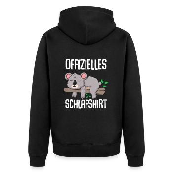 Official Koala Sleep Shirt - Unisex Premium Organic Zip Hoodie - black - Back - Nico (187cm)