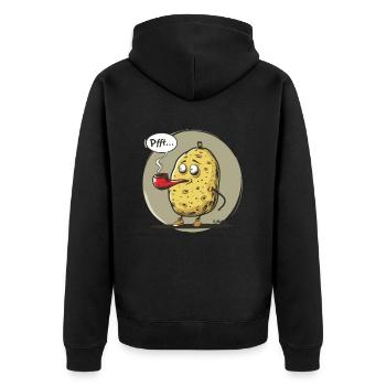 Cartoon Potato with Tobacco Pipe - Unisex Premium Organic Zip Hoodie - black - Back - Nico (187cm)