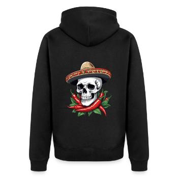 Aesthetic Chili Skull Design Mexican Style - Unisex Premium Organic Zip Hoodie - black - Back - Nico (187cm)