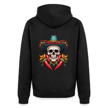 Aesthetic Chili Skull Design Mexican Style - Unisex Premium Organic Zip Hoodie - black - Back - Nico (187cm)