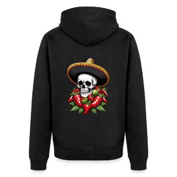 Aesthetic Chili Skull Design Mexican Style - Unisex Premium Organic Zip Hoodie - black - Back - Nico (187cm)
