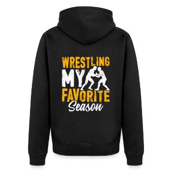 Wrestling my favorite Season - Unisex Premium Bio Zip Hoodie - Schwarz - Hinten - Nico (187cm)