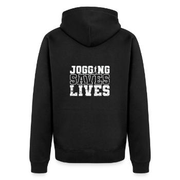 Jogging saves Lives - Unisex Premium Organic Zip Hoodie - black - Back - Nico (187cm)