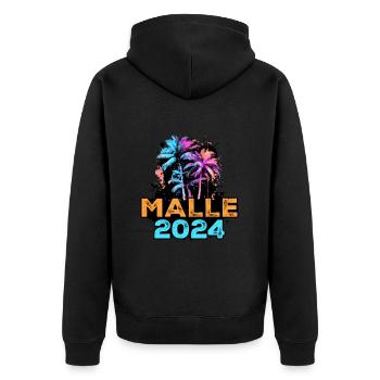 Malle 2024 Trip - Unisex Premium Organic Zip Hoodie - black - Back - Nico (187cm)