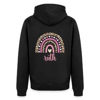 Ruth Regenbogen Name Geburtstag Ruth - Unisex Premium Bio Zip Hoodie - Schwarz - Hinten - Nico (187cm)