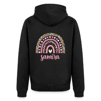 Samira Regenbogen Name Geburtstag Samira - Unisex Premium Bio Zip Hoodie - Schwarz - Hinten - Nico (187cm)