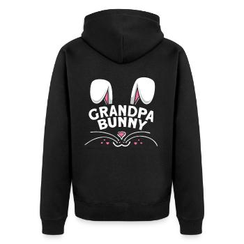 Grandpa Bunny - Unisex Premium Organic Zip Hoodie - black - Back - Nico (187cm)