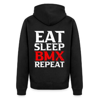 Eat Sleep Bmx Repeat Bicycle Racer - Unisex Premium Bio Zip Hoodie - Schwarz - Hinten - Nico (187cm)