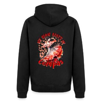 Flamenco Mon cœur bat dans compás - Veste à capuche bio Premium Unisexe - noir - Dos - Nico (187cm)