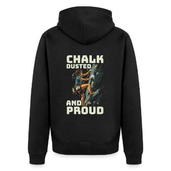Bouldering Girl Boulderer Felskletterwand - Unisex Premium Bio Zip Hoodie - Schwarz - Hinten - Nico (187cm)