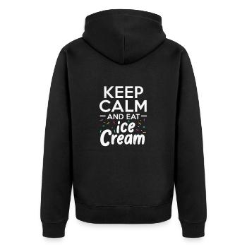 Eiscreme - Unisex Premium Bio Zip Hoodie - Schwarz - Hinten - Nico (187cm)