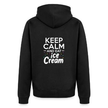 Eiscreme Eis Eiskrem Ice Cream Sommer Geschenk - Unisex Premium Bio Zip Hoodie - Schwarz - Hinten - Nico (187cm)