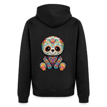 Paresseux Mexique Sugar Skull Dia De Muertos - Veste à capuche bio Premium Unisexe - noir - Dos - Nico (187cm)