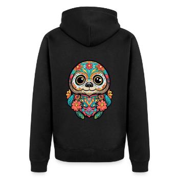 Sloth Mexico Sugar Skull Skull Streetwear - Unisex Premium Organic Zip Hoodie - black - Back - Nico (187cm)