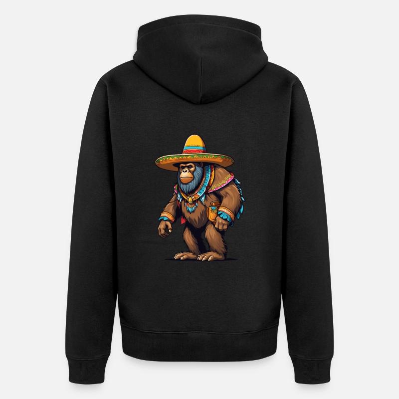 Mexicain Bigfoot Sasquatch Sombrero - Veste à capuche bio Premium Unisexe - noir