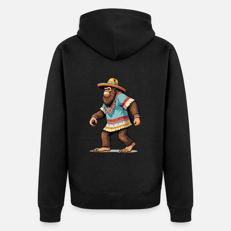 Mexicain Bigfoot Sasquatch Sombrero - Veste à capuche bio Premium Unisexe - noir