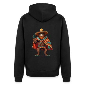 Mexican Bigfoot Sasquatch Sombrero - Unisex Premium Organic Zip Hoodie - black - Back - Nico (187cm)