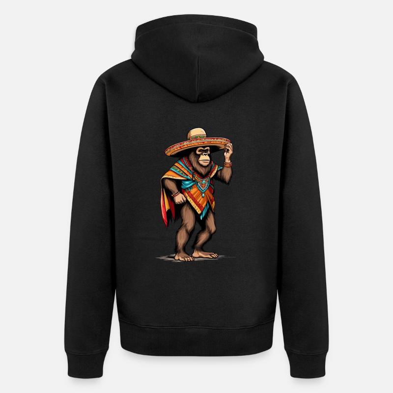 Mexicain Bigfoot Sasquatch Sombrero - Veste à capuche bio Premium Unisexe - noir