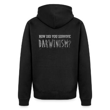 Misanthrope Darwin Award Grumpy - Unisex Premium Organic Zip Hoodie - black - Back - Nico (187cm)