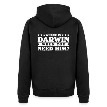 Darwinism Misanthrope Misanthropist - Unisex Premium Organic Zip Hoodie - black - Back - Nico (187cm)