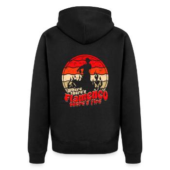 Where there's Flamenco there's fire - Unisex Premium Bio Zip Hoodie - Schwarz - Hinten - Nico (187cm)