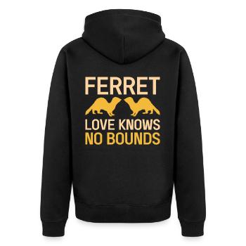 Entfessle Deinen Inneren Frettchenliebhaber Mit - Unisex Premium Bio Zip Hoodie - Schwarz - Hinten - Nico (187cm)