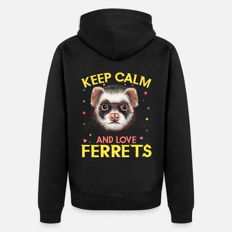 Frettchen - Unisex Premium Bio Zip Hoodie - Schwarz
