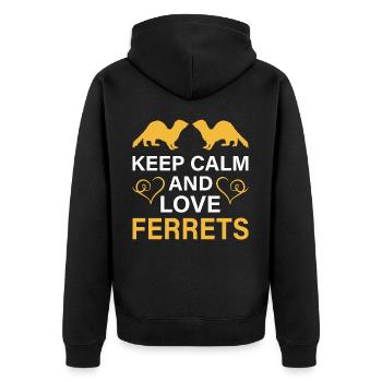 Frettchen - Unisex Premium Bio Zip Hoodie - Schwarz - Hinten - Nico (187cm)