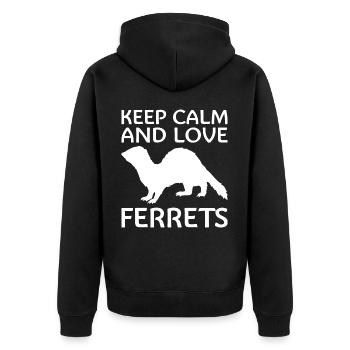 Ferret Paws Frettchenliebhaber-kleidung Für Männer - Unisex Premium Bio Zip Hoodie - Schwarz - Hinten - Nico (187cm)