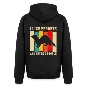 Ferret Paws Frettchenliebhaber-kleidung Für Männer - Unisex Premium Bio Zip Hoodie - Schwarz - Hinten - Nico (187cm)