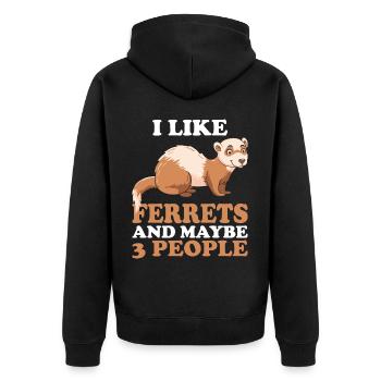 Ferret I like ferrets - Unisex Premium Organic Zip Hoodie - black - Back - Nico (187cm)